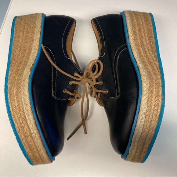 JOHN FLUEVOG Sz 7 Espadrille Sole Leather Lace Up Sneakers Shoes - Picture 5 of 16